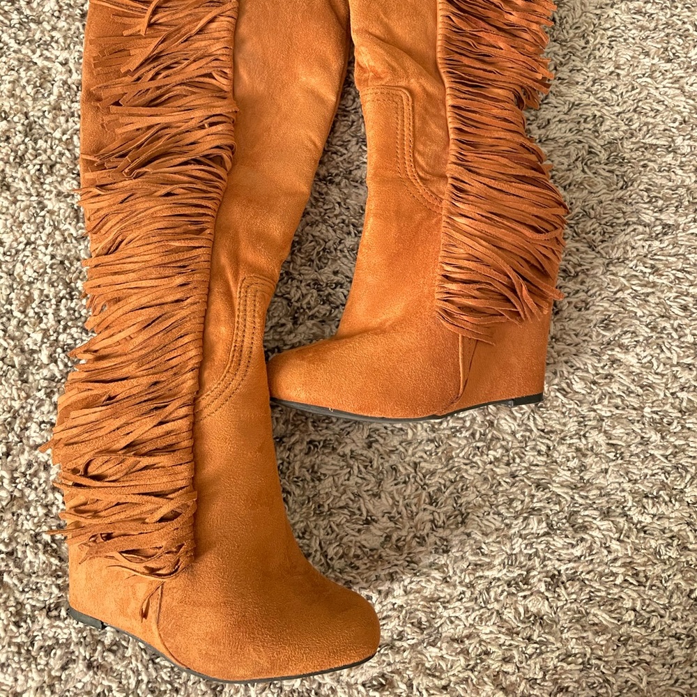 Tall knee high wedge boots size 7